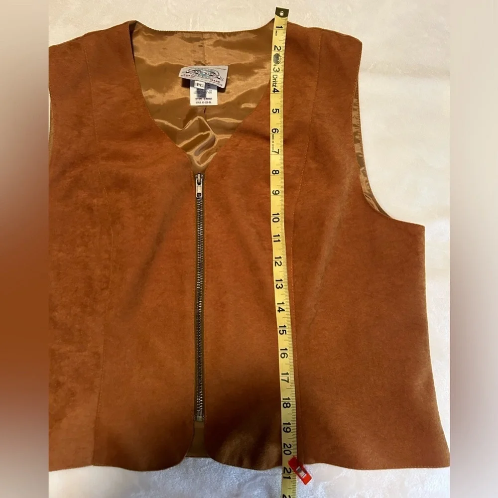 River Ridge faux suede brown vest with front zipper size LP